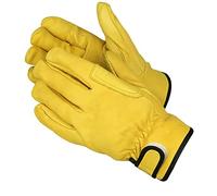 Gants de Travail en Cuir, Sélectionnés pour Leur Excellent Tissu et Leur Coupe Flexible avec Fermeture Auto Agrippante, Un Outil de Protection pour Le Travail Quotidien dans Le Jardin(Jaune XXL)