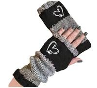 Gants De Travail Hiver, Tactiles Femme Moufles Hiver Chaudes Et Brodées Tricotées Thermiques à Doigts Ouverts Compatibles avec Les Écrans pour Envoyer des SMS par Temps Froid