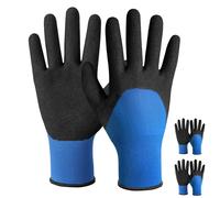 Gants de Travail Manutention Homme-2 Paires Gants de Jardinage Resistant aux Abrasion Nitrile-Polyvalent pour Mecanique Logistique Bricolage Femme-Taille 9/L