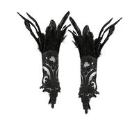 Gants de vacances en dentelle, 36 x 16 cm, manchette de poignet en plumes de cosplay, accessoire de costume en tissu, habillage, danse, hôte, assistance, coiffage