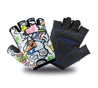 Gants de vélo demi-doigts pour enfants avec microfibre élasthanne résistante à l'usure et trous d'aération Rembourrage en éponge douce pour absorber les chocs Confort et protection