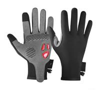 Gants de vélo d'hiver antidérapants en silicone avec longs doigts, doublure en polaire thermique et tissu élastique coupe-vent sur le dos pour une prise en main stable et chaude (L)
