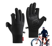 Gants de vélo, Gants à écran tactile - Gants thermiques coupe-vent avec design à 2 doigts coupés | Équipement de pêche sur glace, gants chauds d'hiver pour activités de plein air