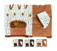 PSS Mitaines H/F – Gants sans doigts cuir véritable vachette, coussin paume, conduite/vélo – Camel