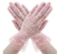 Gants Dentelle,Gants En Dentelle Florale Pour Femmes,Gants En Dentelle Pour Femmes,Gants Soirée Court Opéra Gants Danse Mariage Élégante Vintage Floral,Lace Gloves Protection Solaire Halloween