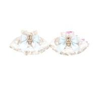 Gants Dentelle Girl Lolita Mesh Hand Sleeve Bow Flower Lace Gloves Sweet Bow Gloves For Women(White blue)