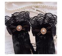 Gants Dentelle New Japanese Girl Black White Lace Gloves Girl Gothic Lolita Mesh Bow Flower Lace Gloves Sweet Wristband Maid Cosplay Jewelry(Color2)