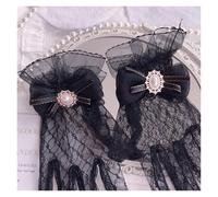 Gants Dentelle New Japanese Girl Black White Lace Gloves Girl Gothic Lolita Mesh Bow Flower Lace Gloves Sweet Wristband Maid Cosplay Jewelry(Color4)