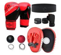 Gants d'entraînement de Boxe, Gants de Boxe Enfant avec Balle Réflexe et Bandage de Boxe, Patte d'ours Boxe Junior Boxing Mitaines de Punch Kit de Boxe pour Enfants pour MMA, Muay Thai, Taekwondo