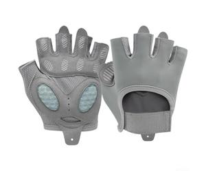 Gants d'entraînement demi-doigts avec rembourrage de paume en silicone et sangles de fixation réglables pour un ajustement adaptatif pendant l'exercice (gris, taille L, 19,5 à 21,5 cm)