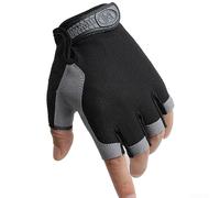 Gants d'été demi-doigts respirants pour le cyclisme, parfaits pour les sports de plein air, fabriqués avec un tissu en maille hautement élastique (L noir)