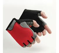 Gants d'été demi-doigts respirants pour le cyclisme, parfaits pour les sports de plein air, fabriqués avec un tissu en maille hautement élastique (L rouge)