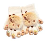 Gants d'hiver Capybaras en Peluche pour Polyester Respirant Design ludique vêtements de Confort d'hiver Gants Capybaras en Peluche