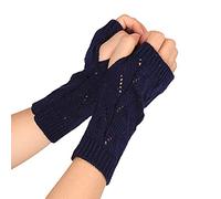 Gants d'hiver chauds en laine convertible Milieu Mitaines Mitaines en tricot Gants d'hiver Femme Écran tactile (bleu marine, taille unique)