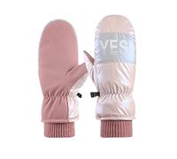 Gants d'hiver chauds et résistants au froid pour femme - Avec poche de ski - Bout des doigts - Gants de cyclisme d'extérieur imperméables en hiver - Tricot (rose, taille unique)