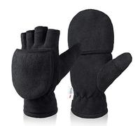 Gants d'hiver convertibles sans doigts à rabat avec polaire thermique épaisse pour textos, photographie, course à pied - Femme Taille L