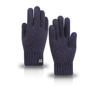 Gants d'hiver doublés en polaire pour homme - Gants thermiques en tricot épais pour écran tactile - Chaud et coupe-vent - Pour la conduite, la randonnée, la course à pied, N°4, taille unique