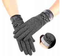 Gants d'hiver élégants pour femmes avec fonction tactile, imperméables, gris, polyester