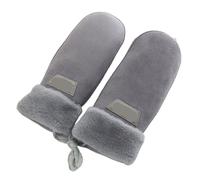 Gants d'hiver en daim for femmes, chauds et épais, polaire, dos nu, similicuir, mitaines de protection contre le froid for l'extérieur(Grey)