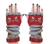 Gants D'Hiver En Tricot Sans Doigts - Broderie Chat Stylée Accessoires Chauffants | Gants D'Hiver Tendance | Pour Femmes, Filles, Adolescents, Trajet Quotidien, Activités En Plein Air, Shopping, Voyag