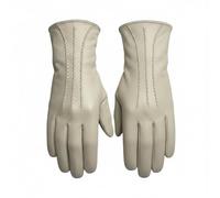 Gants d'hiver entièrement doublés en cuir souple véritable pour femme, crème, M (18 cm)