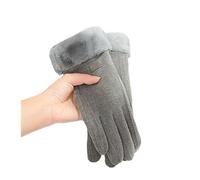 Gants d'hiver épais en peluche pour femmes - Gants de conduite tendance en daim avec écran tactile pour sports de plein air et cyclisme, Gris, M