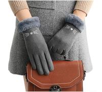 Gants d'hiver épais en peluche pour le cyclisme avec doublure en polaire thermique et caractéristiques coupe-vent, avec un joli motif de chat de dessin animé pour plus de chaleur et de confort (gris)