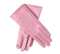 Gants d'hiver for femmes, chauds et confortables, en daim avec intérieur velours épais, élégants doux, compatibles les écrans tactiles(Pink)