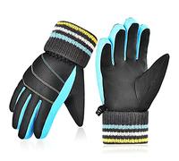 Gants d'hiver imperméables pour enfants - En polaire - Manches longues - Gants de neige chauds - Antidérapants - Coupe-vent - Pour garçons et filles - Pour le sport en plein air