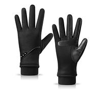 Gants d'hiver pour femme avec doigts tactiles, gants pour femme résistants à l'eau avec cuir antidérapant, noir, Small