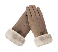 Gants d'hiver pour femme - Pour écran tactile - Coupe-vent - En daim synthétique - Gants chauds doublés en polaire - Gants de vélo et de ski pour hommes et femmes., kaki, taille unique