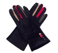 Gants d'hiver pour femmes Gants d'hiver brodés for femmes à écran tactile, gants chauds boutons en daim for(Black)