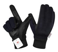 Gants d'hiver pour homme et femme, -23,3 °C 3M Thinsulate Gants thermiques pour écran tactile Gants de vélo coupe-vent chauds pour conduite/vélo/course/randonnée/ski sports de plein air - Noir - S