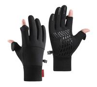 Gants d'hiver pour homme, gants thermiques coupe-vent à 2 doigts coupés - Équipement de pêche d'hiver, gants par temps froid pour la randonnée, la marche