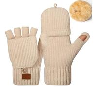 Gants d'hiver pour Hommes Femmes - Gants Demi Doigts Convertibles,Chaud Mitaines,Gants sans Doigts Doublés en Alpaga,Gants d'hiver à Écran Tactile,pour Hommes et Femmes Intérieur et Extérieur