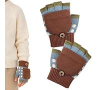 Gants d'hiver pour Mitaines à demi-doigts en maille extensible avec bouton | Gants d'hiver pour garçons et filles, extérieur, vélo, football, baseball, vacances de Noël, Nouvel An, sports d'hiver,