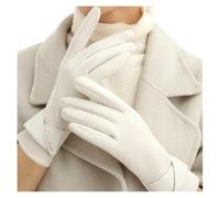 Gants d'hiver rembourrés élégants pour femme pour écran tactile - Gants de ski et d'équitation en daim pour temps froid (beige)