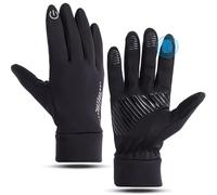 Gants d'hiver résistants à l'eau coupe-vent thermiques pour écran tactile pour course à pied, cyclisme, conduite, randonnée pour homme et femme, gants de sport thermiques légers (noir, XL)