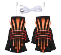Gants d'hiver sans doigts chauffants - Gants chauffants Gants chauds Gant chauffant USB - Gants chauffants électriques portables d'hiver rechargeables pour le cyclisme, la course, le ski intérieur et