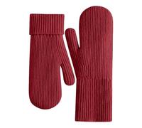 Gants d'hiver tricotés chauds à doigts complets pour femme avec doublure en polaire anti-gant améliorée pour le ski de randonnée (rouge, taille unique)