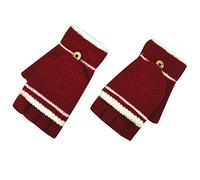 Gants d'hiver tricotés pour hommes et femmes adultes couverture inversée gants chauds étudiants laine coréenne gants mode gants mitaines femmes (vin, taille unique)