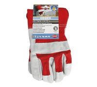 Gants Docker en CROUTE de Cuir et Toile Rouge/Blanc T10