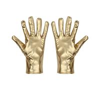 Gants Dorés Courts En Cuir Verni Pour Dames - Accessoires De Cérémonie Et Performance - Adaptés Aux Mariages, Mascarades, Représentations Sur Scène