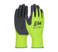 Gants doublure nylon enduction latex crêpé jaune haute visibilité - Lot de 12 - G-TEK - 39-FG1315/LY T6