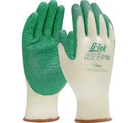 Gants doublure plastique latex crêpé blanc - Lot de 12 - G-TEK - 31-C1310G T10