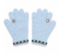 Gants Doux Et Élégants Avec Bijoux Mademoiselle Bleu TU