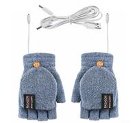 Gants électriques d'hiver avec alimentation USB, chauffage efficace pour taper, jouer et plus encore (bleu clair)