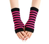 Gants Élégants À Rayures Tonales 2 Pièces Confortable Utilisation en Extérieur en Hiver pour Hommes Et Femmes Acrylique Confortable