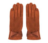 Gants élégants en daim doublés en polaire pour femme - Chauds et confortables - Pour temps froid - Pour écran tactile - Doublure en polaire, Couleur caramel., taille unique