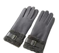 Gants élégants for femmes, compatibles avec les écrans tactiles, en daim épais et résistant au froid, boucle, adaptés cyclisme extérieur(Grey)